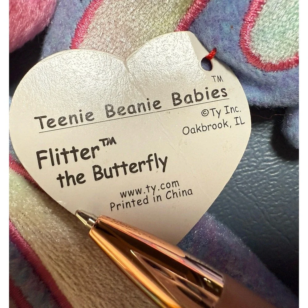 TY Original Beanie Babies Lot Of 4  Peace '96 Flitter‎ '99 One Flitter Is Teenie